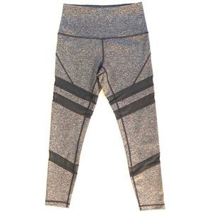 Zella Grey High-Waisted Long Legging with Mesh Cutout